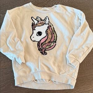 H&M Unicorn Sequin Kids Sweatshirt - Cream